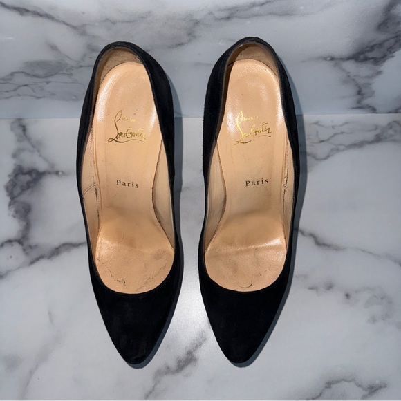 Christian Louboutin Daffodile Black Suede Platform Pumps Size US 12 / EU 42 - Picture 5 of 12